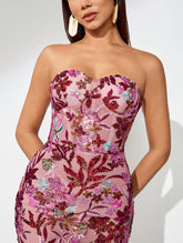 Dahlia Floral Sequin Bustier Maxi Dress